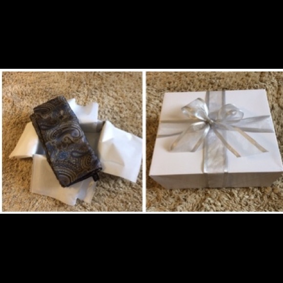 Scarf Jos.A. Bank Brown & Blue Paisley Silk & Wool - Picture 5 of 5